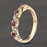 Pre-Owned 9ct Yellow Gold Ruby & Diamond Twist Half Eternity Ring 41383576