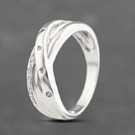 Pre-Owned 9ct White Gold 0.12ct Brilliant Cut Diamond Rubover And Pave Style Crossover Ring 41383580