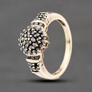 Pre-Owned 9ct Yellow Gold 0.25ct Black Diamond Diamond Cluster Ring 41383586