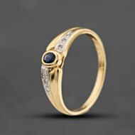 Pre-Owned 18ct Two Colour Gold Sapphire & 0.06ct Diamond Oval Dress Ring 41383589