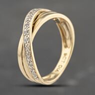 Pre-Owned 9ct Yellow Gold Diamond Crossover Ring 41383607