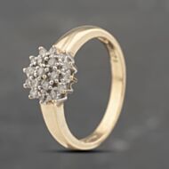 Pre-Owned 9ct Yellow Gold 0.25ct Brilliant Cut Diamond Cluster Ring 41383611