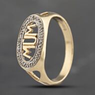 Pre-Owned 9ct Yellow Gold Diamond Oval Mum Signet Ring 41383618