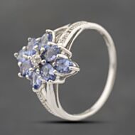 Pre-Owned 9ct White Gold Tanzanite & Diamond Cluster Ring 41383623