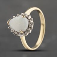 Pre-Owned 9ct White Gold Opal & Diamond Pear Shaped Cluster Ring 41383627