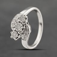 Pre-Owned 9ct White Gold 0.15ct Brilliant Cut Diamond Twist Three Stone Ring 41383648