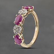 Pre-Owned 9ct Yellow Gold Ruby & 0.20ct Diamond Half Eternity Ring 41383654