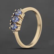 Pre-Owned 9ct Yellow Gold Tanzanite & Diamond Three Stone Ring 41383661