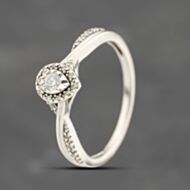 Pre-Owned 9ct White Gold 0.12ct Brilliant Cut Diamond Pear Shape Cluster Ring 41383690