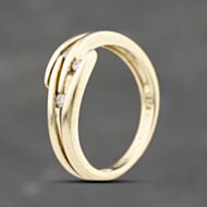 Pre-Owned 9ct Yellow Gold 0.07ct Brilliant Cut Diamond Open Work Three Stone Band Ring 41383692