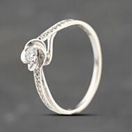 Pre-Owned 9ct White Gold 0.20ct Brilliant Cut Diamond Shoulder Set Solitaire Ring 41383693