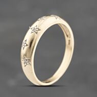 Pre-Owned 9ct Yellow Gold 0.02ct Brilliant Cut Diamond Star Pattern Band Ring 41383697
