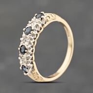 Pre-Owned 9ct Yellow Gold Sapphire & 0.02ct Brilliant Cut Diamond Half Eternity Ring 41383702