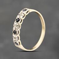 Pre-Owned 9ct Yellow Gold Sapphire & 0.02ct Brilliant Cut Diamond Half Eternity Ring 41383703