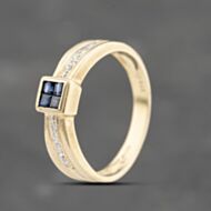 Pre-Owned 9ct Yellow Gold Sapphire & 0.03ct Brilliant Cut Diamond Dress Ring 41383713