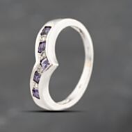 Pre-Owned 9ct White Gold Amethyst & 0.04ct Brilliant Cut Diamond Half Wishbone Ring 41383719