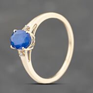 Pre-Owned 9ct Yellow Gold Spinel & 0.01ct Diamond Oval Dress Ring 41383725