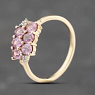Pre-Owned 9ct Yellow Gold Pink Topaz & 0.02ct Diamond Dress Ring 41383727