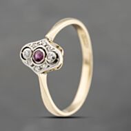 Pre-Owned Yellow Gold Ruby & Diamond Art Deco Dress Ring 41383735