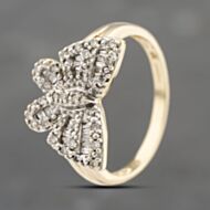 Pre-Owned 9ct Yellow Gold 0.25ct Diamond Butterfly Dress Ring 41383738