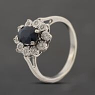 Pre-Owned White Gold 0.10ct Brilliant Cut Sapphire Flower Cluster Ring 41383746