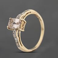 Pre-Owned 9ct Yellow Gold Tourmaline & 0.04ct Diamond Dress Ring 41383749