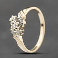 Pre-Owned 9ct Yellow Gold Diamond Twisted Three Stone Ring 41383787