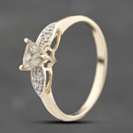 Pre-Owned 9ct Yellow Gold Green Topaz & 0.06ct Diamond Dress Ring 41383792