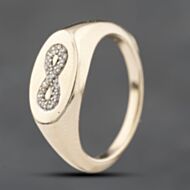 Pre-Owned 9ct Yellow Gold 0.03ct Brilliant Cut Diamond Infinity Signet Ring 41383797