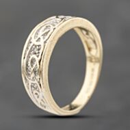 Pre-Owned 9ct Two Colour Gold 0.05ct Brilliant Cut Diamond Celtic Signet Ring 41383798