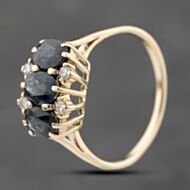 Pre-Owned Vintage 9ct Yellow Gold Sapphire & Diamond Seven Stone Cluster Ring 41383813