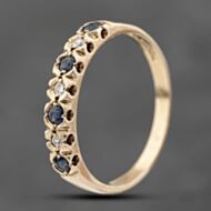 Pre-Owned 9ct Yellow Gold Sapphire & Diamond Seven Stone Half Eternity Ring 41383815