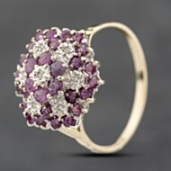 Pre-Owned 9ct Yellow Gold Ruby & Diamond Large Flower Cluster Ring 41383817