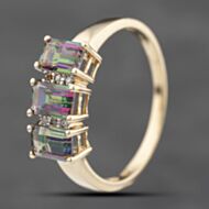 Pre-Owned 9ct Yellow Gold Mystic Topaz & Brilliant Cut Diamond Dress Ring 41383833