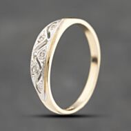 Pre-Owned 9ct Yellow Gold 0.05ct Brilliant Cut Diamond Open Cut Wave Style Dress Ring 41383846