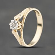Pre-Owned 9ct Yellow Gold 0.01ct Diamond Star Set Solitaire Ring 41383847