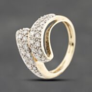 Pre-Owned 9ct Yellow Gold 0.50ct Brilliant Cut Diamond Pave Style Crossover Ring 41383853