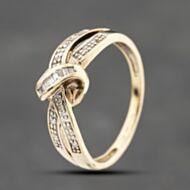 Pre-Owned 9ct Yellow Gold Diamond Knot Crossover Ring 41383856