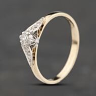 Pre-Owned 9ct Yellow Gold 0.12ct Brilliant Cut Diamond Shoulder Set Solitaire Ring 41383862
