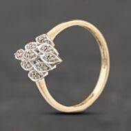 Pre-Owned 9ct Yellow Gold 0.10ct Brilliant Cut Diamond Marquise Shaped Cluster Ring 41383866