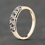 Pre-Owned 9ct Yellow Gold Sapphire & 0.05ct Diamond 2 Row Half Eternity Ring 41383873