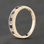 Pre-Owned 9ct Yellow Gold Sapphire & 0.02ct Diamond Channel Set Half Eternity Ring 41383874