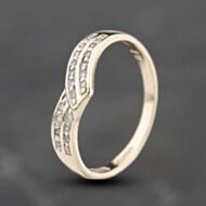 Pre-Owned 9ct Yellow Gold 0.10ct Diamond Wishbone Ring 41383882