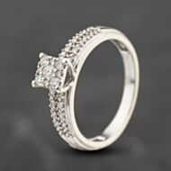 Pre-Owned 9ct White Gold 0.25ct Brilliant Cut Diamond Cluster Ring 41383886