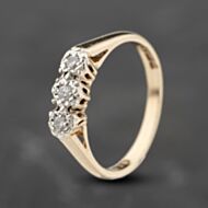 Pre-Owned 9ct Yellow Gold Brilliant Cut Diamond Three Stone Ring 41383888