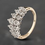 Pre-Owned 9ct Yellow Gold Diamond Tiered Two Row Ring 41383891