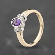 Pre-Owned 9ct White Gold Amethyst & 0.03ct Brilliant Cut Diamond Oval Seven Stone Ring 41383896