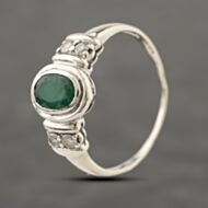 Pre-Owned 9ct White Gold Emerald & Diamond Dress Ring 41383898