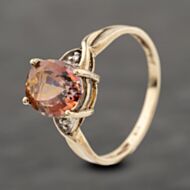 Pre-Owned 9ct Yellow Gold Mystic Topaz & Diamond Set Shoulders Dress Ring 41383915