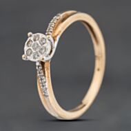 Pre-Owned 9ct Yellow Gold 0.08ct Brilliant Cut Diamond Round Cluster Ring 41383928